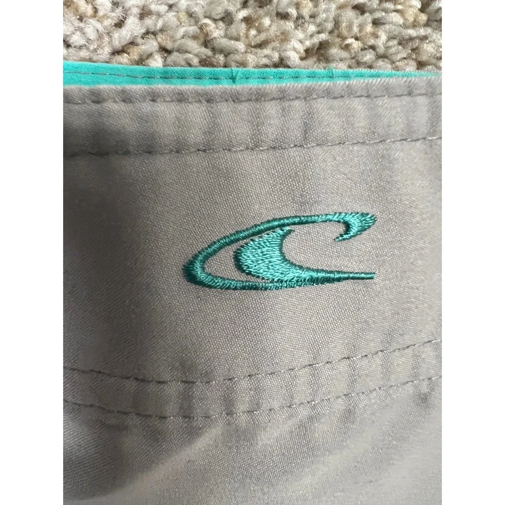 O'Neill Mens Gray Board Shorts Teal Logo Cargo Pocket Swim Trunks Size 40
